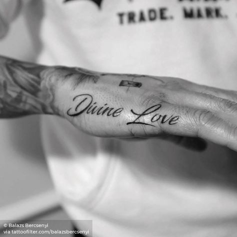 “Divine love” on Lewis Hamilton. Lewis Hamilton Hand Tattoo, Tatoos Men Fingers, Divine Love Tattoo, Lewis Hamilton Tattoo Ideas, Love Tattoos For Men, Lewis Hamilton Tattoo, Divine Tattoos, Hamilton Tattoo, Half Sleeve Tattoos Forearm