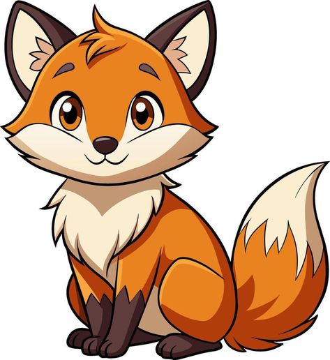 Fox Cartoon Drawing, Cartoon Fox Drawing, Theme Jungle, Orange Animals, Fox Cartoon, Fox Clipart, Woodland Animals Theme, Fox Animal, Easy Love Drawings