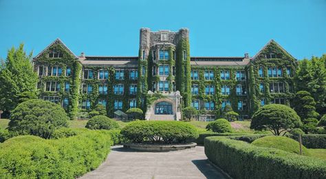 Korean School Exterior, Korean School Building Aesthetic, Pretty School Building, Korean School Building, Korea School Aesthetic, Private School Exterior, Korean Highschool Exterior, Extraordinary You School Building, Korean Highschool Buildings