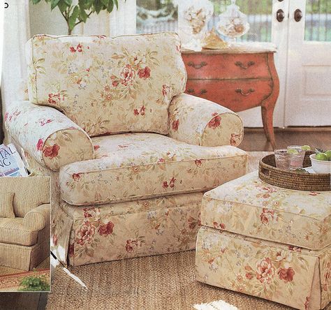 This is EXACTLY what I'm looking for!  Does anyone know where I can buy it? Overstuffed Armchair, Inside Bar, Shaved Hairstyles, Overstuffed Chairs, Floral Chair, Half Shaved, Armchair With Ottoman, Flagstone Flooring, Oversized Chair