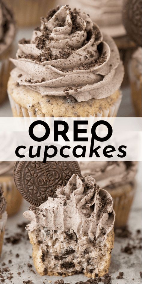 Get ready to make the best homemade oreo cupcakes topped with oreo frosting, and then have people begging for more! Oreo Cookie Cupcakes, Oreo Cupcake Recipe, Cookies And Cream Cupcakes, Oreo Cupcake, Cookie And Cream Cupcakes, Oreo Frosting, Christmas Cupcakes Recipes, Popular Desserts Recipes, Bake Sale Recipes