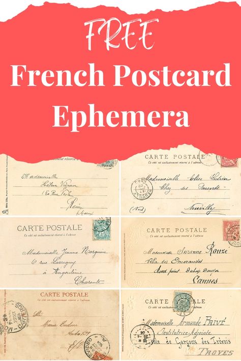 Add a touch of vintage charm to your next project with this free printable French postcard ephemera printable! Perfect for junk journals, scrapbooking, and crafts, these postcard images capture the elegance of old-world Paris. Download your free vintage collage sheet today! Free Paris Printables, Free Ephemera Printables, Free Vintage Printables Ephemera, Ephemera Printables Free, Ephemera Free Printables, Vintage Postcards Printable, French Printable, Free Junk Journal, French Images