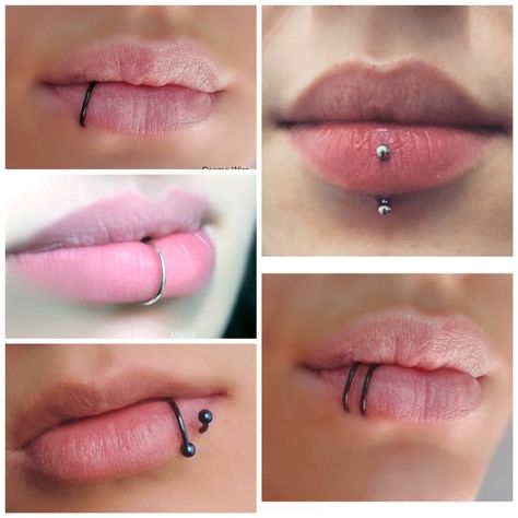 Pirsing Nose Aesthetic, Labret Piercing Aesthetic, Lip Piercings Aesthetic, Piercing Boca, Different Lip Piercings, Labret Piercing Ring, Bushido Tattoo, Lip Piercing Labret, Piercing Labret