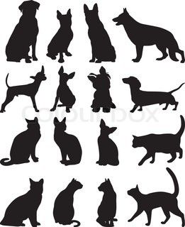 cats and dogs silhouette free - Google Search