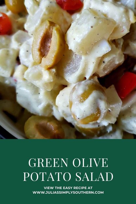 Green Olive Potato Salad, Recipe With Olives, Green Olive Salad, Starch Recipes, Potluck Meals, Southern Meals, Making Potato Salad, Potato Salad Recipes, Southern Style Potato Salad