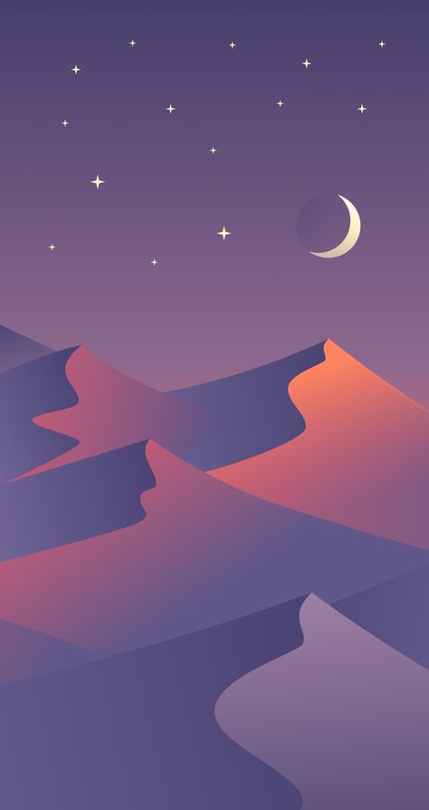 Desert Night Smartphone Wallapaper by Maria Shanina Illustration Landscape, Afrique Art, Wallpapers Iphone, Minimalist Wallpaper, Landscape Illustration, Art And Illustration, Scenery Wallpaper, Design Layout, Phone Wallpapers