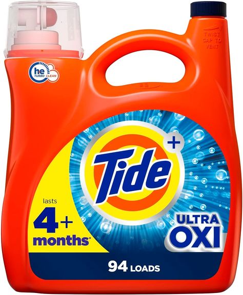 Tide Ultra Oxi Liquid Laundry Detergent, 94 loads, 146 fl oz, HE Compatible Laundry Detergent Brands, Tide Laundry Detergent, Tide Laundry, Detergent Brands, Laundry Scent Boosters, Scrubbing Bubbles, Tide Pods, Laundry Scents, Liquid Laundry Detergent