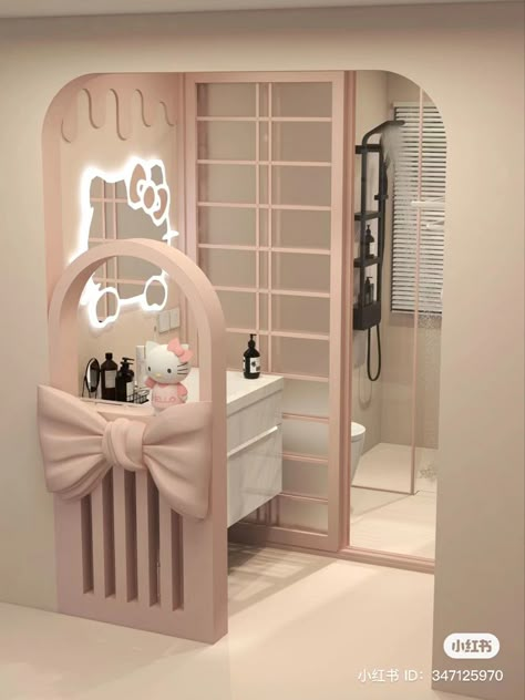 Hello Kitty Bathroom, Kitty Room, Space Saving Furniture Bedroom, ليلو وستيتش, Bedroom Ideas For Small Rooms Cozy, Little House Plans, Baby Bathroom, Interior Design Your Home, Kids Interior Room