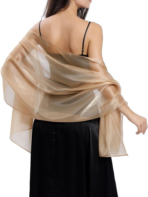 PRICES MAY VARY. Polyester Fiber Imported No Closure closure Hand Wash Sparkling shawl wrap is made of polyester. Shimmering metallic shawl to ensure a maximum amount of sparkle under the light. Pashmina scarf don't fade and have no irritating to skin. Chiffon women's cover up length is approx. 68.5" / 174cm, width is 27.6" / 75cm. Free size for women and girls. You can tie pashmina shawl in different ways. Rolls up fits in your bag easily. Bridesmaid shrug is suit for bride, friend and family. Wedding Shawls, Suit For Bride, Bride Friend, Wedding Scarf, Bridesmaid Shawl, Elegant Shawl, Elegant Scarves, Evening Dresses For Weddings, Evening Dress Fashion