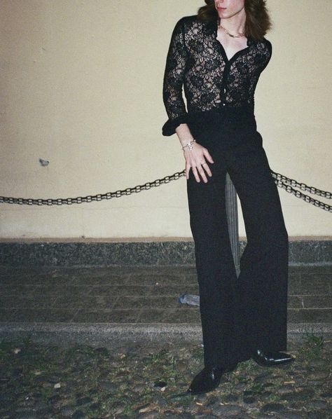 70s Goth Fashion Men, 80s Glam Fashion Men, 70s Gothic Fashion, Prom Outfits Masc, Fancy Goth Outfits Men, Harry Styles Outfits Inspiration Men, Goth Prom Outfit Men, 90s Prom Men, Whimsigoth Mens Fashion