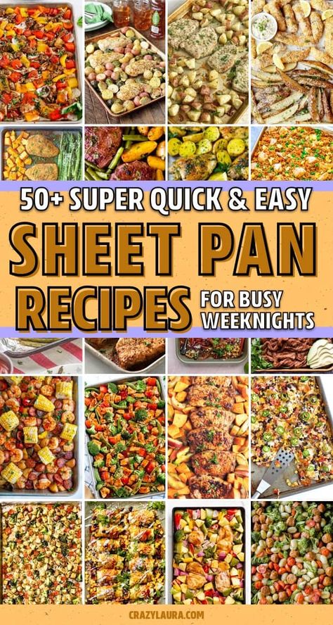 If you need a super quick and easy weeknight meal for the family, these sheet pan recipes will have dinner on the table in less than an hour! #sheetpandinner #sheetpanmeal #sheetpanrecipe #quickdinner #easydinner #dinnerrecipe Essen, Sheet Pan Meals Chicken, Easy Sheet Pan Dinners, Sheet Pan Suppers, Sheet Pan Dinners Recipes, Healthy Turkey, Recipe Sheets, Pan Recipes, Cooking Pan