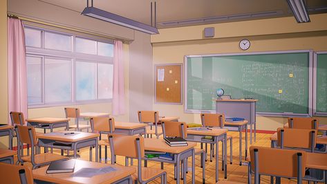 Classroom by Jordon BritzDecided to make an anime/toon style classroom scene in UE4 for fun this is the result :)   Everything as is in engine.  Textures 2048x2048  Reference used "Classroom" by sendrawz (https://ift.tt/2LFxXpc) Classroom Drawing Anime, Anime School Classroom, Classroom Reference Drawing, Gacha Classroom Background, Gacha Backgrounds School Classroom, Anime School Background, Classroom Animation, Classroom Scene Drawing, School Classroom Background