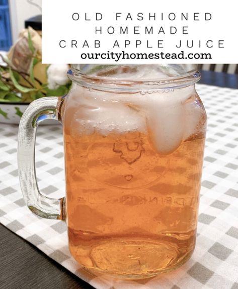 It is super simple to make homemade crab apple juice without a juice press. I like making crab apple juice the old fashioned way -- much like you do jelly, without a juicer! It makes such a delicious, crisp tasting juice with no pulp. Crab Apple Juice Without A Juicer, Crab Apple Cider Recipe, Crab Apple Crisp, Apple Juice Recipes, Apple Juice Benefits, City Homestead, Cream Of Tartar Recipe, Crab Apple Recipes, Crab Apple Jelly