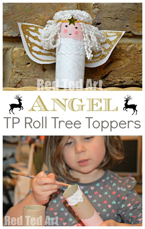 Toilet Roll Angels - how cute are these DIY Tree Toppers for Kids to make? Love Christmas Crafts for Kids and these TP Roll Angels are no exception. Aren't they simply darling? They make great Tree Toppers too and are made from mainly recycled materials. Win win. My kids love them! Diy Tree Topper, Christmas Angel Crafts, Christmas Toilet Paper, Paper Angel, Toilet Paper Crafts, Diy Toilet, Diy Tree, Angel Crafts, Toilet Paper Roll Crafts