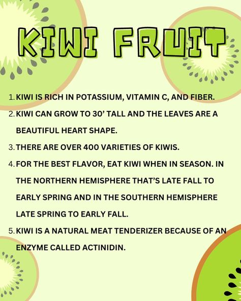 Do you love kiwi? I know I do! 😋 do you have any other fun facts about kiwi? Comment below! #kiwi #fruitfacts #greenthumburbanyum #gardening #healthyfood #fruit #nerdyfoodeducation #foodeducation #urbangarden Fruit Facts, Food Education, Preschool Planning, Kiwi Fruit, Beautiful Heart, Urban Garden, Green Thumb, Facts About, Kiwi