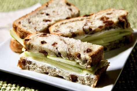 Cinnamon Apple and Havarti Tea Sandwiches Recipe | Allrecipes Tea Party Sandwiches Recipes, Apple Sandwich, Tea Party Sandwiches, Tea Sandwiches Recipes, Afternoon Tea Recipes, Tea Time Food, Cinnamon Raisin Bread, Party Sandwiches, Havarti