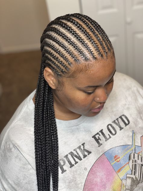 Tiny All Back Hairstyle, Knotless Straight Back Braids, 16 Cornrow Braids, Small Cornrows For Black Women, 12 Straight Backs, Straight Back Black Women, Cornrows Small Straight Back, Medium Straight Back Cornrows, Xs Straight Back Braids