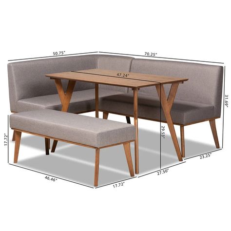 Wade Logan® Annemiek 4 - Piece Breakfast Nook Dining Set & Reviews | Wayfair Dining Nook Bench, Nook Bench, Breakfast Nook Dining Set, Nook Dining Set, Mid Century Modern Fabric, Dining Furniture Sets, Mid Century Modern Dining, Baxton Studio, Dining Nook