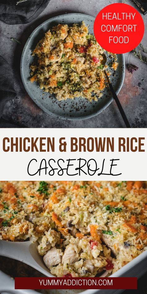 Chicken Brown Rice Casserole, Brown Rice Casserole Recipes, Casserole With Vegetables, Brown Rice Dinner, Brown Rice Recipes Healthy, Baked Brown Rice, Healthy Brown Rice, Casserole Healthy, Healthy Rice Recipes