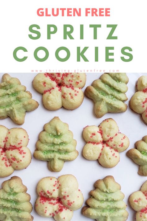 Gluten Free Spritz Cookies, Buttery Spritz Cookies, Gluten Free Christmas Cookies, Gluten Free Holiday, Gluten Dairy Free, Cookies Gluten Free, Gluten Free Cookie Recipes, Gluten Free Christmas, Spritz Cookies