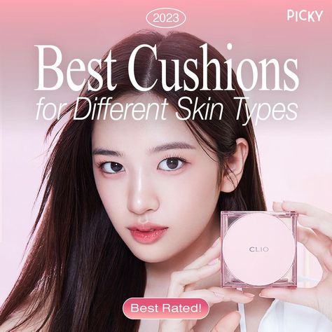 Discover Picky's recommendations for the best cushions - oily, dry and combo skin! Espoir, Rom&nd, Clio and more! Pop Makeup, Skin Tone Makeup, Different Skin Types, Black Cushion, Beauty Magic, Cushion Foundation, Makeup Tut, Biome, Makeup Looks Tutorial