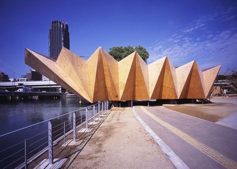 Gallery of Bamboo Forest and Corinth Hut / RAA - 2 Folding Architecture, Folding Structure, Origami Architecture, Eco Architecture, Urban Fabric, Bamboo Forest, Structure Architecture, Roof Panels, Osaka Japan