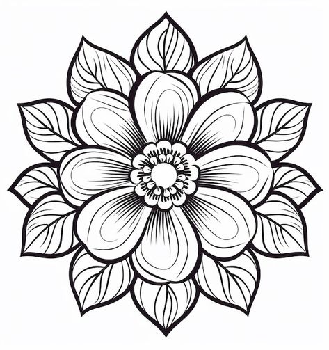 Beautiful flower hand drawn kawaii coloring book Sketching Flowers, Kawaii Coloring Book, Folk Art Ornament, Free Adult Coloring Printables, Henna Drawings, Timeless Tattoo, Flower Tattoo Meanings, Flower Pattern Drawing, Adult Colouring Printables