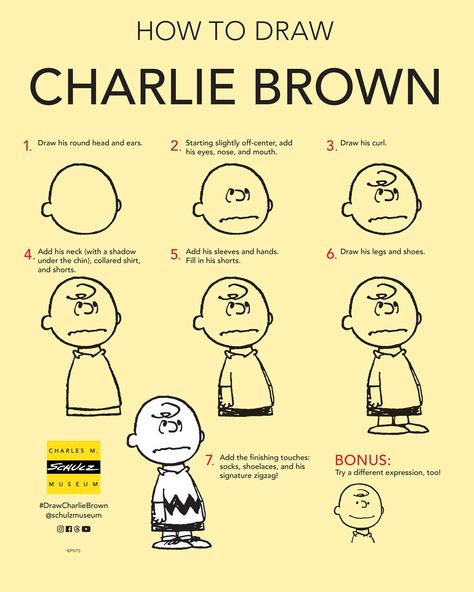 ✏️ Friday Fun! Use this step-by-step guide to learn to draw the loyal, determined, and just a bit wishy-washy Charlie Brown!⁠ ⁠ "Why can't… | Instagram Charlie Brown Comics, Peanuts Gang Christmas, Snoopy Drawing, Peanuts Charlie Brown Snoopy, Snoopy Comics, Storefront Signs, Doodle Characters, Bullet Journal Banner, Friday Fun