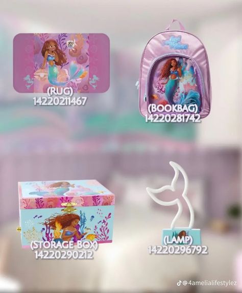 Inside Out Decals Bloxburg, Bloxburg Mermaid Decal Codes, Mermaid Decals Bloxburg, Town Decals, Disney Codes, Girls Room Decals, Baby Room Decals, Roblox Hacks, Bloxburg Decals Codes Aesthetic