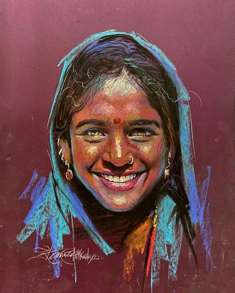 Kannan Chithralaya on Instagram: “Soft pastels on paper…. This was today's Instagram Live Soft Pastel Portrait demo sketch😊👍 Hello all! Now you can shop your favourite…” Soft Pastel Portrait, Portrait Aesthetic, Potrait Painting, Pastel Colors Art, Soft Pastels Drawing, Oil Pastel Colours, Soft Pastel Art, Color Drawing Art, Portraiture Painting