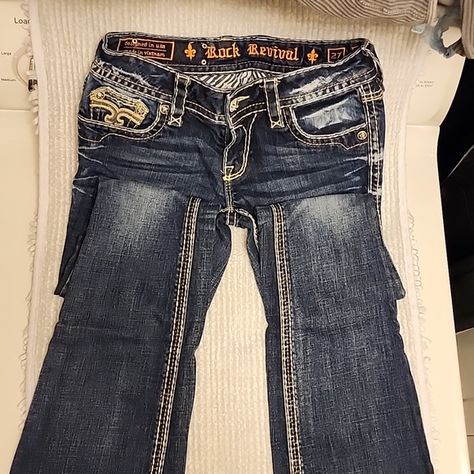 Rock Revival Jeans Rock Revival Jeans Outfit, Rock Revival Jeans Women, Vintage Brands, 2000s Mcbling, Dope Fits, Dream Jeans, Rock Revival Jeans, Cozy Outfit, Vintage Branding