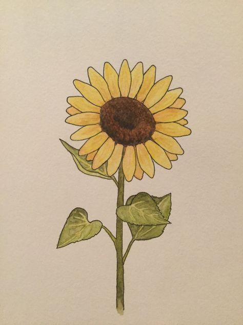 Drawing Flowers Sunflower, Sunflower Drawings Simple, Flowers Drawing Aesthetic Color, Flowers Sunflowers Drawing, Sunflower Sketches Simple, Drawing Ideas Easy Sunflower, Sunflower Drawing With Color, Sunflower Cartoon Aesthetic, Flowers Drawings Aesthetic