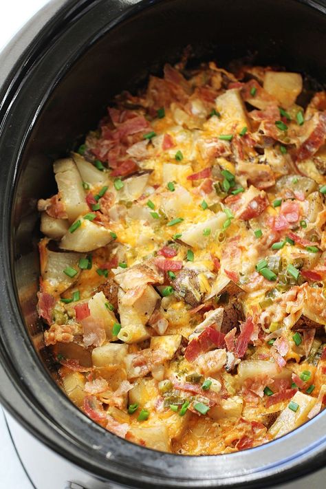 Loaded Chicken And Potato Casserole, Chicken And Potato Casserole, Loaded Chicken And Potatoes, Loaded Chicken, Chicken And Potato, Crock Pot Potatoes, Crockpot Casserole, Potatoe Casserole Recipes, Crockpot Dishes