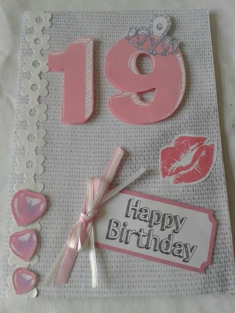 Digikit card for girls 19th birthday.  2015 19th Birthday, Handmade Paper Crafts, Cross Stitch Cards, Cute Easy Drawings, Handmade Birthday Cards, Card Craft, Easy Drawings, Diy Gifts, For Girls