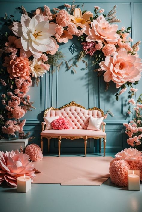 Photo BackDrop  📸 Photo Backdrop Design, Party Backdrop Ideas, Backdrops Ideas, Green Living Room, Room Photo, Balloon Arrangements, Backdrop Ideas, Capturing Moments, Giant Flowers