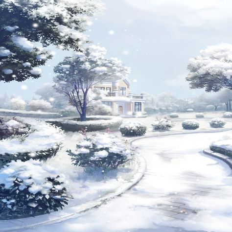 Anime Snowy Background, Snow Aesthetic Anime, Snow Anime Background, Anime Winter Background, Anime Winter Aesthetic, Winter Anime Wallpaper, Aesthetic Sleep, Snowy Street, Anime Snow