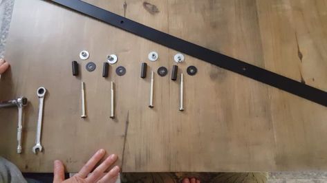 Add Trim And Hardware To Bypass Barn Doors, Diy Barn Door Cheap How To Build, Simple Barn Door Hardware, Bi Pass Barn Door Hardware, Diy Barn Door Hardware Cheap How To Make, Cheap Barn Doors, Mini Barn Door Hardware, Diy Barn Door Cheap, Barn Door Bookcase