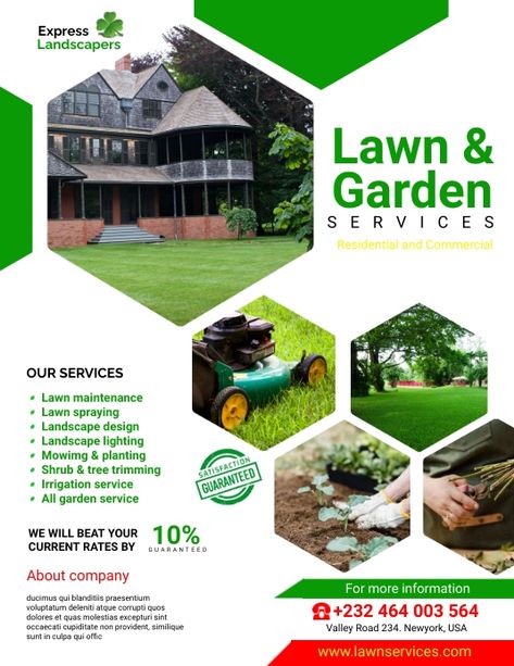 Lawn Care Branding, Lawn Care Advertising Ideas, Lawn Care Flyers Free Templates, Lawn Mowing Flyer, Free Bible Study Printables, Lawn Care Flyers, Terrace Gardening, Lawn Care Business Cards, Garden Poster