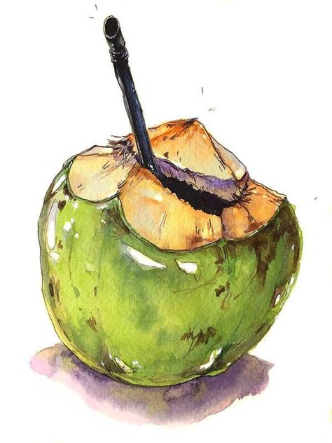 Food Art Painting, Food Sketch, Canvas For Beginners, Food Illustration Art, Watercolor Food, Watercolor Fruit, Food Painting, Watercolor Paintings Easy, Fruit Painting