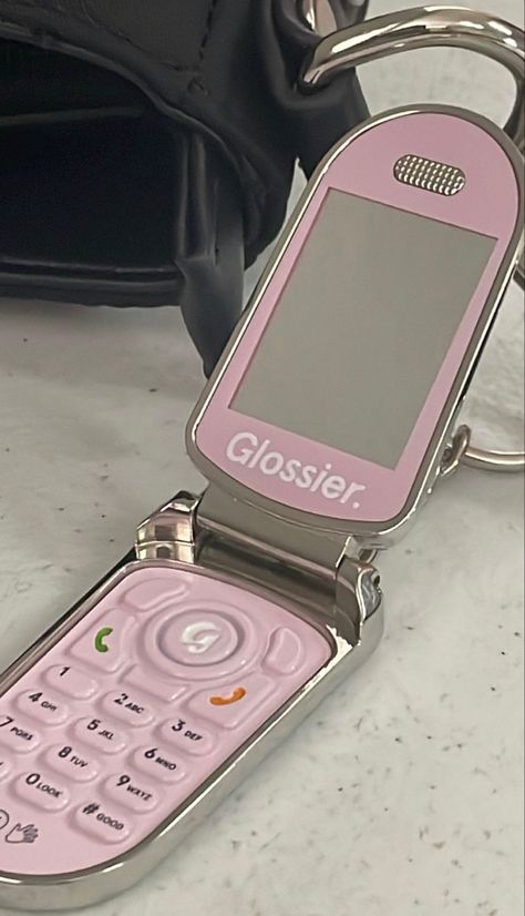 Glossier flip phone mirror mini phone mirror Flip Phone Mirror, Flip Phone Keychain, Flip Phone Aesthetic, 2000s Stuff, Phone Keychain, Mirror Keychain, Y2k Phone, Iphone Life Hacks, Mini Phone