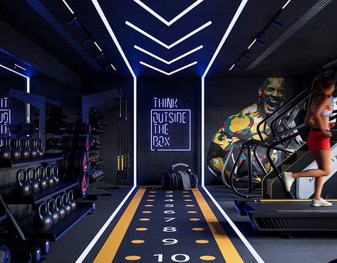 Gym Interior Projects :: Photos, videos, logos, illustrations and branding :: Behance Gym Aesthetic Interior, Gym Interior Ideas, Warehouse Gym Design, Futuristic Gym, Windows Grill, Fitness Design Gym, Gaming House, Gym Designs, Warehouse Gym