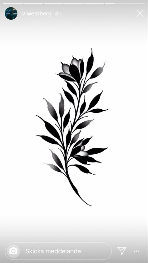 Black Foliage Tattoo, Dark Tattoo Filler Ideas, Negative Space Leaves Tattoo, Tattoo Leaves Design, Leaves On Neck Tattoo, Floral Silhouette Tattoo, Gothic Leaves Tattoo, Leafy Flower Tattoo, Black Botanical Tattoo