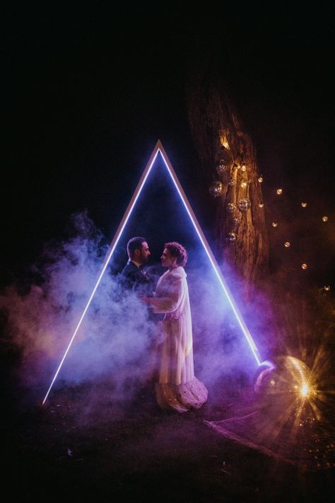 Wedding Arbours, Led Arch, Led Wedding, Hexagon Wedding, Lush Wedding, Wedding Arbour, Geometric Wedding, Ceremony Arch, Neon Wedding