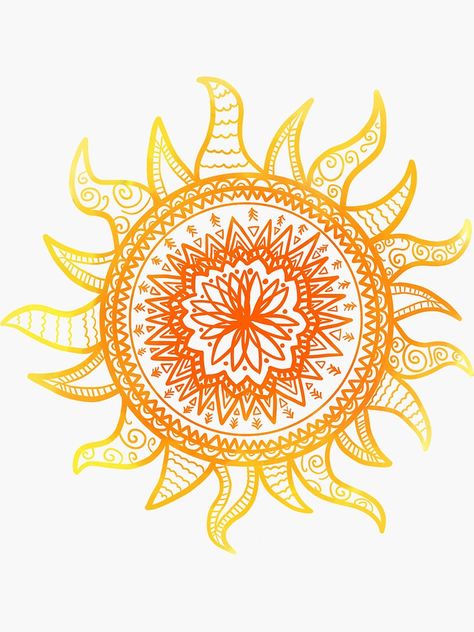 "Sun Mandala" Sticker by jennieclayton | Redbubble Sun Mandala Tattoo, Mandala Sun Tattoo, Mandala Arm Tattoo, Dotwork Tattoo Mandala, Continuous Line Tattoo, Maching Tattoos, Sun Mandala, Sun Drawing, Sun Tattoos