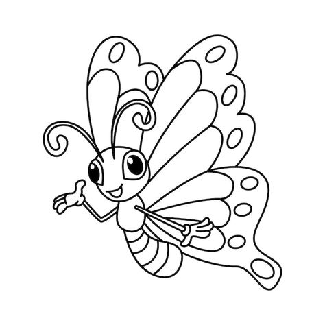 Vector funny butterfly cartoon character... | Premium Vector #Freepik #vector #cartoon #education-cartoon #cartoon-art #cartoon-illustration Butterfly Character, Funny Butterfly, Education Cartoon, Butterfly Cartoon, Outline Pictures, Illustration For Kids, Butterfly Coloring, Printable Christmas Coloring Pages, Cartoon Butterfly