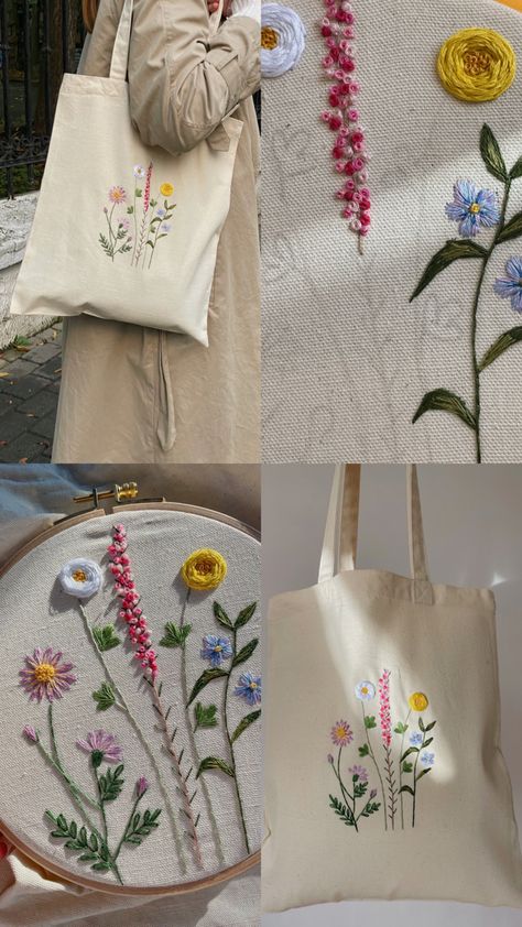 Embroidered Bags Diy Ideas, Tote Embroidery Bag, Embroidery Designs On Tote Bags, Tote Embroidery Ideas, Embroidery On Bags Ideas, Tote Bags Embroidery Ideas, Canvas Bag Embroidery Ideas, Embroidery Bags Design, Embroidery Designs Tote Bag