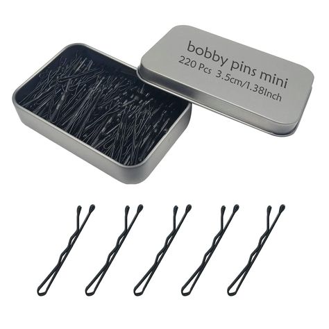 220 Count Mini Wavy 1.38 Inch bobby pins black, YINGFENG Black（1.38inch） Product Details Package Dimensions : 3.54 x 2.48 x 0.55 inches; 3.84 ounces Manufacturer : YINGFENG Country of Origin : China Brand: YINGFENG Hair Type: All Color: Black（1.38inch） Age Range (Description): Child Material: Metal ✅Perfect Bobby Pins: These hair pins for women are made of good quality metal and double smooth-coated, rust resistant, not easy to break or fade after applying for a long time ✅Package Includes: You will receive 220pcs black hair pins, each hair pin is approx 3.5cm/1.38inch long ✅Safer Use: The bobby pin have small round balls at both ends so that can protect your hair from scratching, smooth body surface make it easy to insert, with wave design of each hair bun clip, they are elegant and beaut Metal Box Ideas, Bobbi Pins, Hair Bobby Pins, Mini Hair Clips, Pin Box, Small Hair Clips, Beautiful Storage, Metal Hair Clips, Bobby Pin