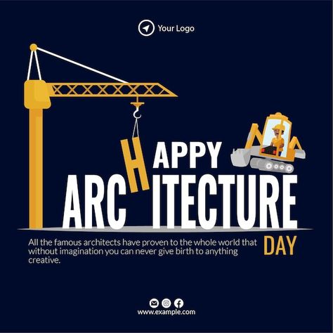 Happy architecture day banner design tem... | Premium Vector #Freepik #vector #contractor #engineer #civil #civil-engineer Banner Template Design, Famous Architects, Banner Design, High Quality Images, Vector Illustration, Engineering, ? Logo, Architecture, Design