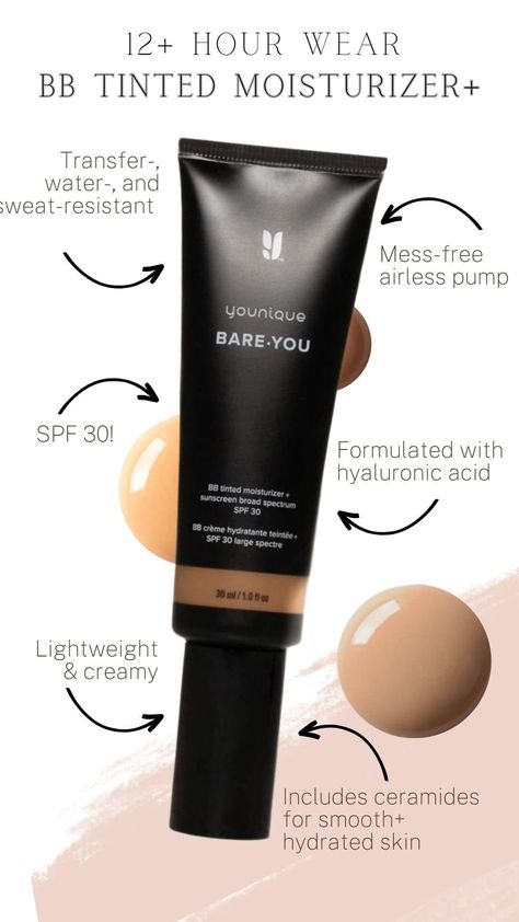 BB Cream Younique Bb Cream, Tubing Mascara, Airless Pump, Younique Makeup, Sunscreen Moisturizer, Broad Spectrum Sunscreen, Light Makeup, Makeup Base, Bb Cream