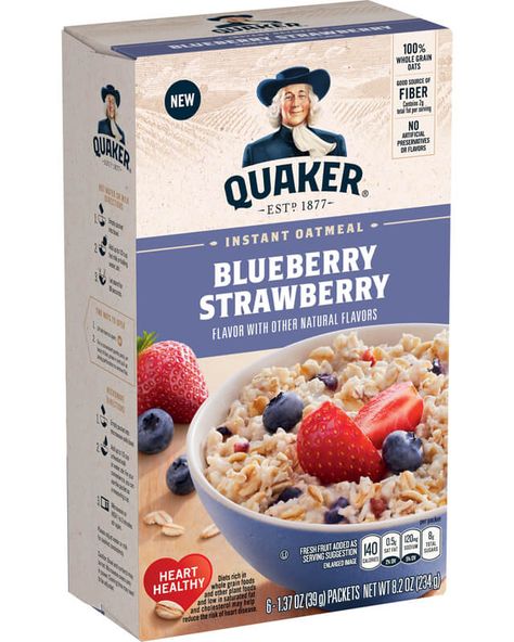 Quaker Oats Oatmeal, Oatmeal Blueberry, Instant Oatmeal Packets, Quaker Instant Oatmeal, Oatmeal Flavors, Quaker Oatmeal, Whole Grain Foods, Resep Smoothie, Steel Cut Oatmeal